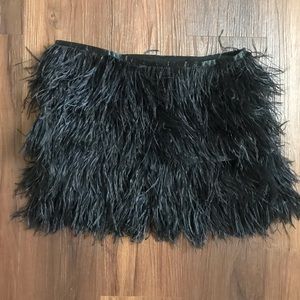 213 By Michelle Kim black feather skirt